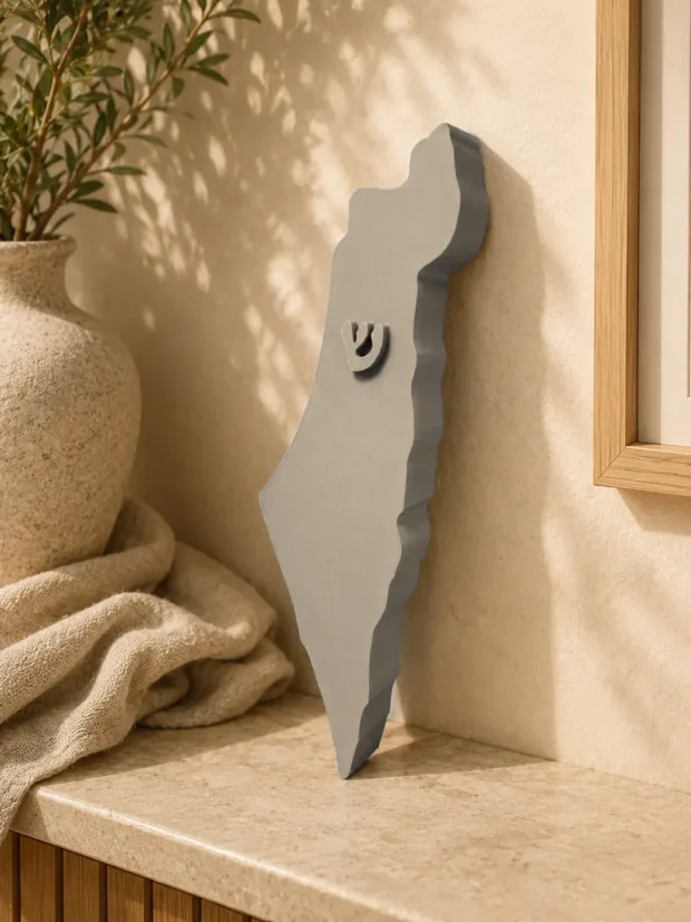 בית מזוזה ארץ ישראל - צבע אפור, בעבודת יד