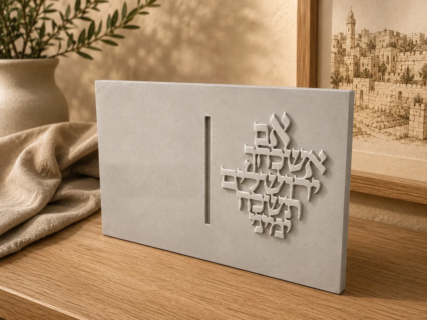 שלט כניסה אם אשכחך עם שם המשפחה שהוקלד